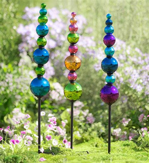2 In 1 Colorful Glass Finial Ornaments Set Of 2 Plowhearth