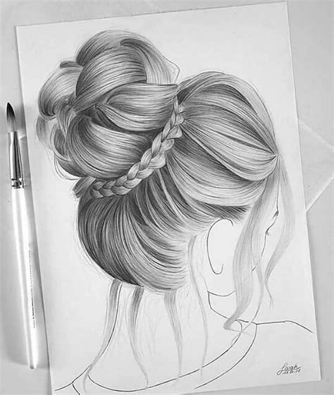Pencil Sketch A Perfect Hairstyle Girl Hair Drawing Art Drawings