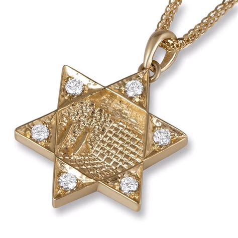 Buy 18k Gold And Diamonds Star Of David Necklace Jerusalem Design