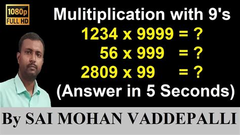 Vedic Maths Multiplication Trick Multiplication With 9s By Sai Mohan