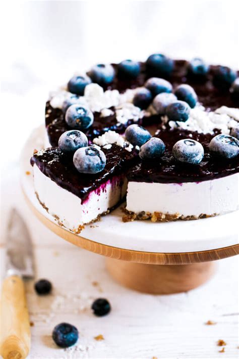 Vegan, gluten free, and dairy free! Vegan Blueberry Yogurt Cheesecake - Paleo Gluten Free Eats
