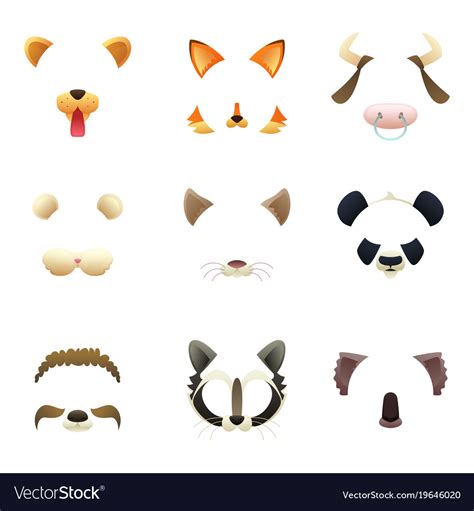 Masks Of Funny Animals Ears And Nose Royalty Free Vector