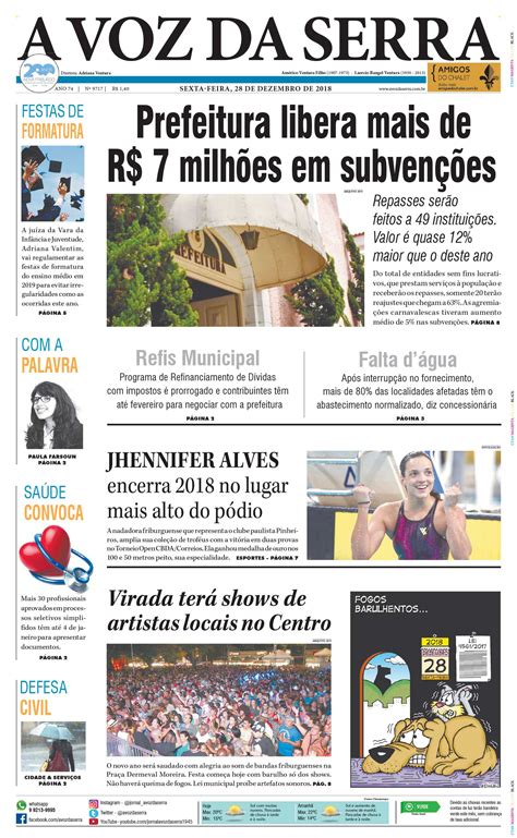 Edição De 28 De Dezembro De 2018 Jornal A Voz Da Serra