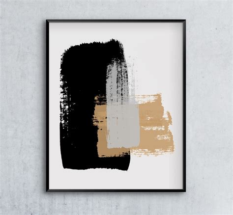 Abstract Beige And Black Minimalist Print Brushstroke Print Download