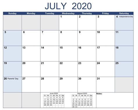 July 2020 Bank Holidays Calendar School Holiday Calendar National