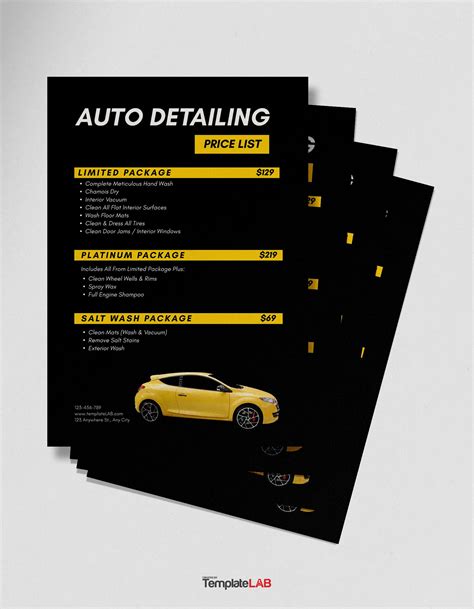 Price Guide Car Detailing Price List Template