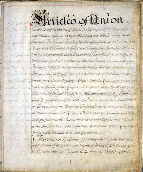 Union Of 1707 Making The Treaty The Articles Of Union