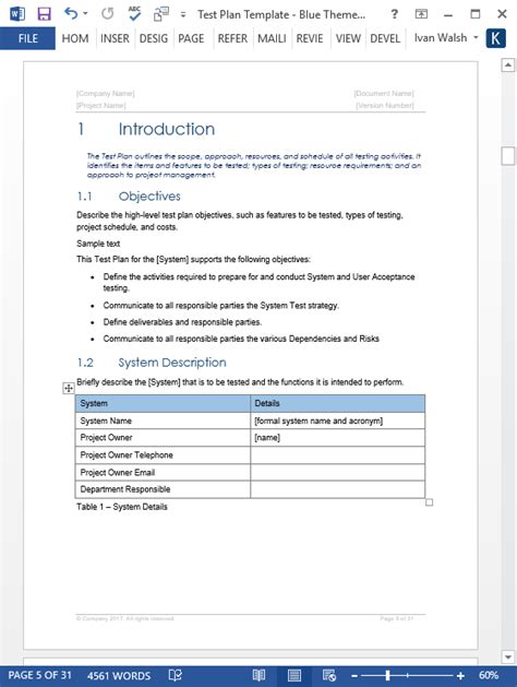 Test Plan Templates Ms Wordexcel Templates Forms Checklists For