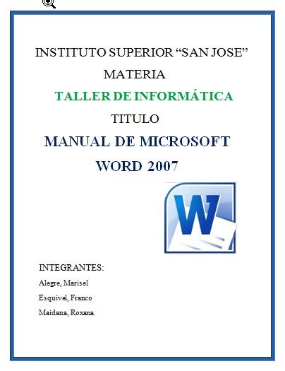 Blog De Herramientas Informáticas Caratula Del Manual De Word