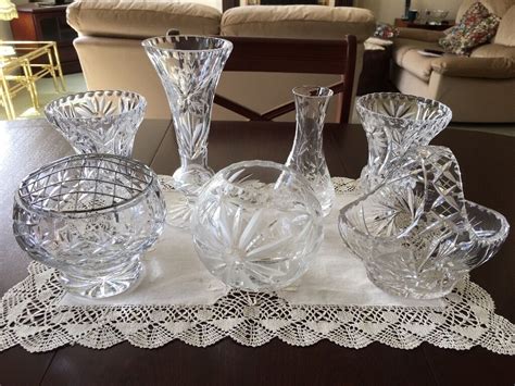 Assorted Crystal Vases And Bowls 7 Pieces In Chesterfield