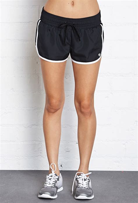 forever 21 woven athletic shorts in black lyst