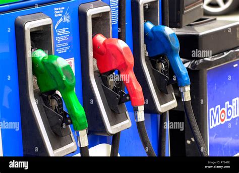Gas Pumps At A Mobil Gas Station Stock Photo Alamy