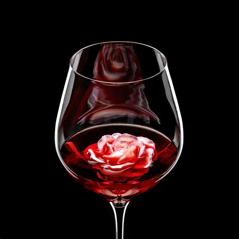 Red Wine Glass Rose Original T