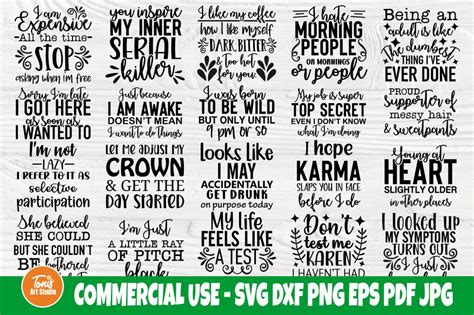 Funny Sayings Svg Bundle Funny Quotes Graphic By Tonisartstudio