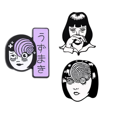 Horrific Picasso Style Pin Vortex Uzumaki Junji Ito Tomie Horror Goru