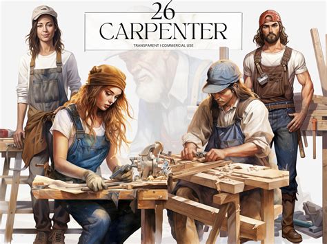 Watercolor Carpenter Clipart Printable Craftsman Woodworker Etsy