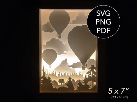 Paper cut light box svg Cricut shadow box svg hot air | Etsy