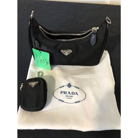 Black Prada Purse With Attached Change Purse And Dust Bag Able Auctions