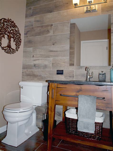 Porcelain Wood Tile Bathroom Accent Wall Wood Tile Bathroom Wood