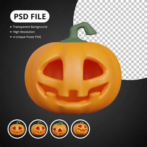 Premium Psd Set Of 3d Halloween Pumpkins 3d Rendering