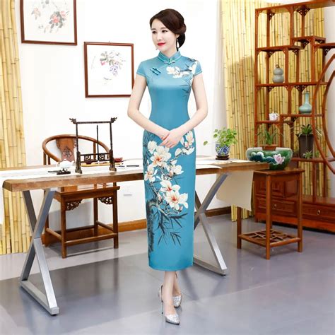 Vintage Chinese Traditional Women Rayon Print Flower Qipao Plus Size 5xl Mandarin Collar