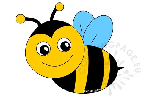 Happy Bee Cartoon Clipart Coloring Page