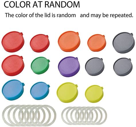 [color at random]leak proof plastic mason jar lids for wide mouth and regular mouth reusable