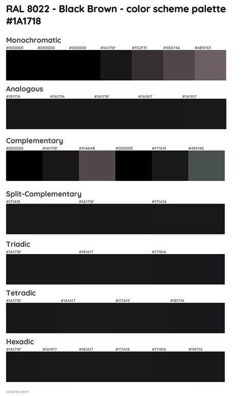 Ral 8022 Black Brown Color Palettes And Color Scheme Combinations