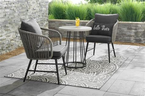 Dockview 3 Piece Metal Outdoor Patio Bistro Set With Blue Cushions