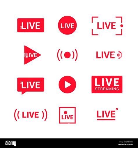 Live Stream Logo Icon Button Video Broadcast Live Symbol Illustration