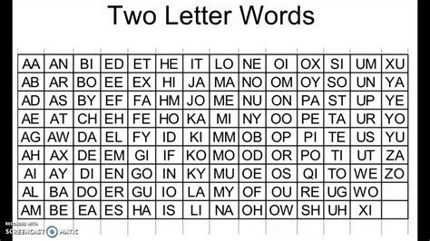 Scrabble 2 Letter Word List Printable