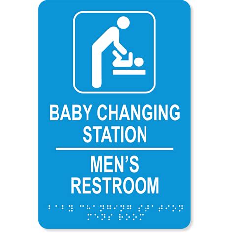Baby Changing Station Mens Room Sign With Braille Custom Signs