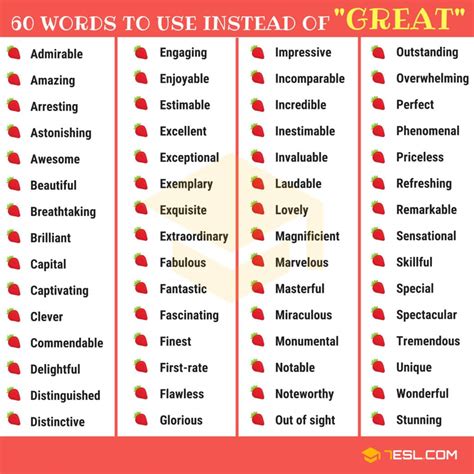 Another Word for GREAT: 145+ Synonyms for Great with Examples • 7ESL