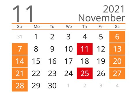 Free Download November 2021 Calendar Us