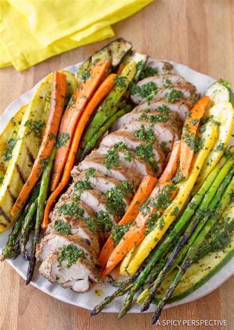 Don't use too much liquid: Grilled Pork Tenderloin with Chimichurri and Roasted ...