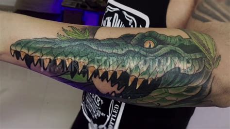 Black and grey alligator tattoo design for leg calf. Tattoo Timelapse - Neo Traditional - Crocodile - YouTube