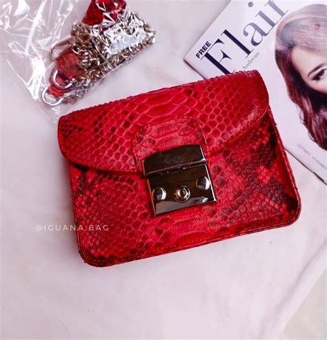 Genuine Python Red Handbag Exotic Snakeskin Leather Woman Etsy