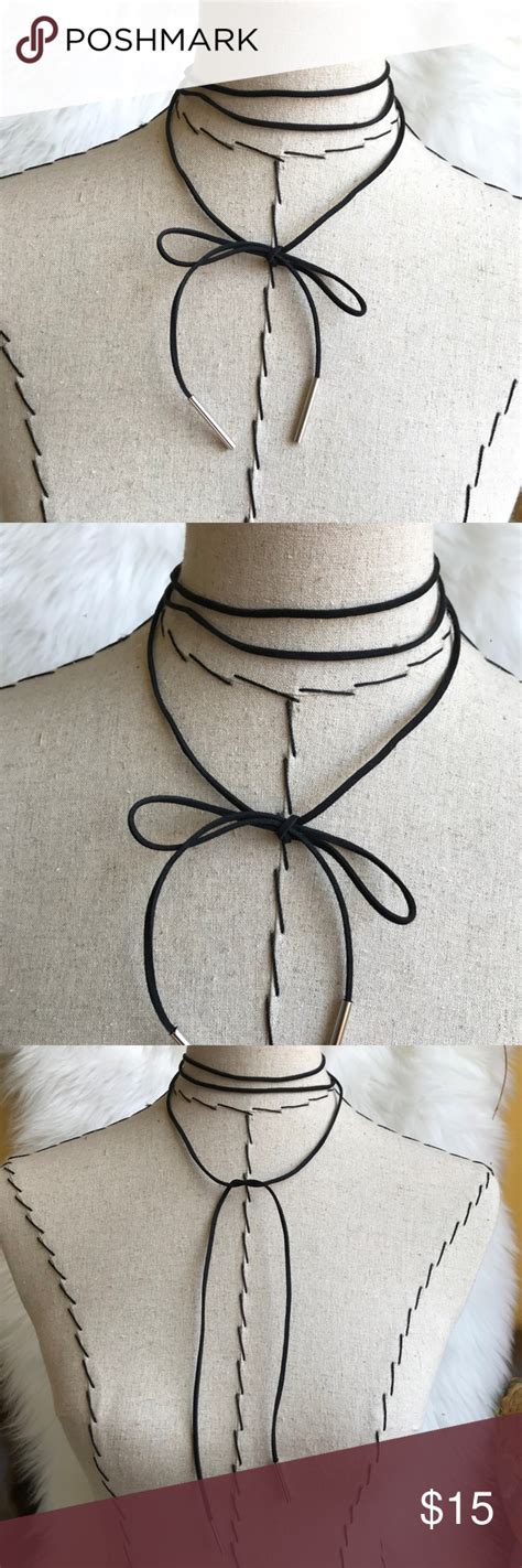 Boho Leather Wrap Choker Necklace With Metal Nwt Get Festival Ready
