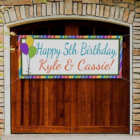 13553 Party Stripe Personalized Birthday Banner
