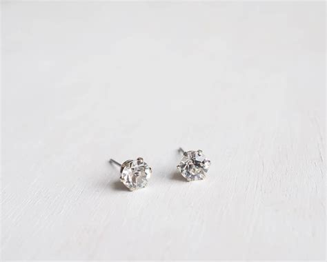 Timeless Clear Swarovski Crystal Diamond Cut Stud Earrings Etsy