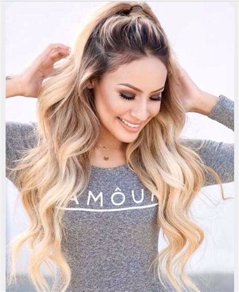 This temporary hair color spray is available in two blonde shades—light to medium blonde and dark blonde—and conceals grays in seconds for flawless roots. Blonde hair with dark roots | Long hair styles, Hair ...