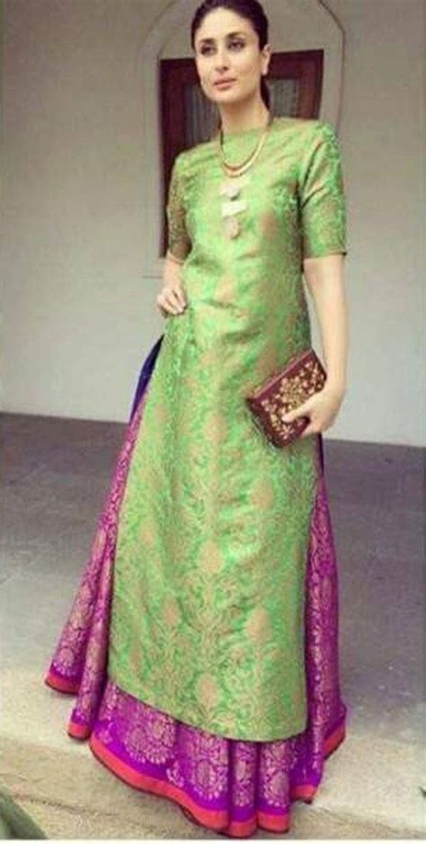 Kareena Kapoor Jacquard Machine Work Green Unstitched Bollywood Designer Suit Sf222 Kurta