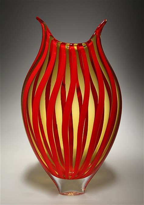 Cherry Amber Cane Foglio By David Patchen Art Glass Vessel Artful Home