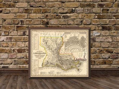 Louisiana Map Vintage Map Of Louisiana Fine Reproduction Etsy