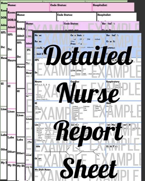Detailed Nursing Nurse Report Sheet Change Of Shift Report Etsy