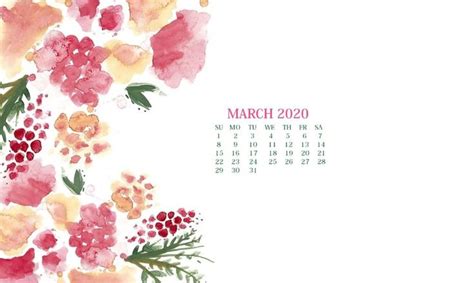 Cute March 2020 Calendar Floral Wallpaper Flower Wall Desk In 2020