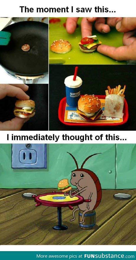Worlds Smallest Burger Funsubstance Funny Spongebob Memes