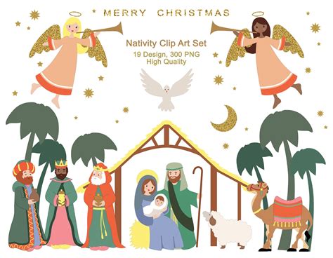 Nativity Set Clipart Christmas Clipart Nativity Scene Lds Etsy