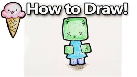 How To Draw A Minecraft Zombie Cartoon Cute Kawaii Youtube