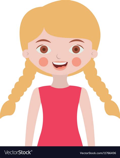 Half Body Blond Girl With Braided Hair Royalty Free Vector